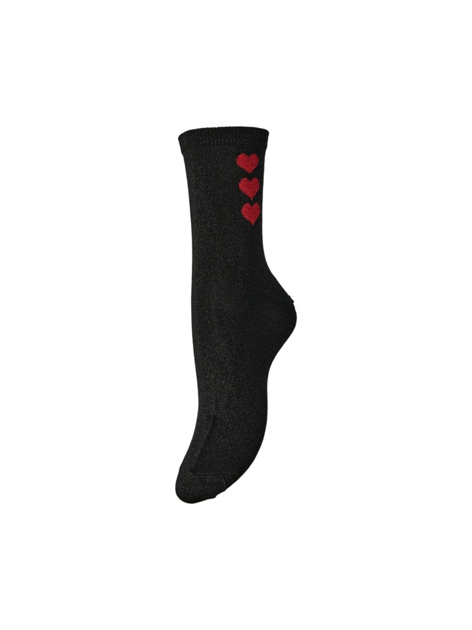 PCNOLIA Chaussettes — Natural 3 Red Hearts & Black 3 Red Hearts | Appart 17