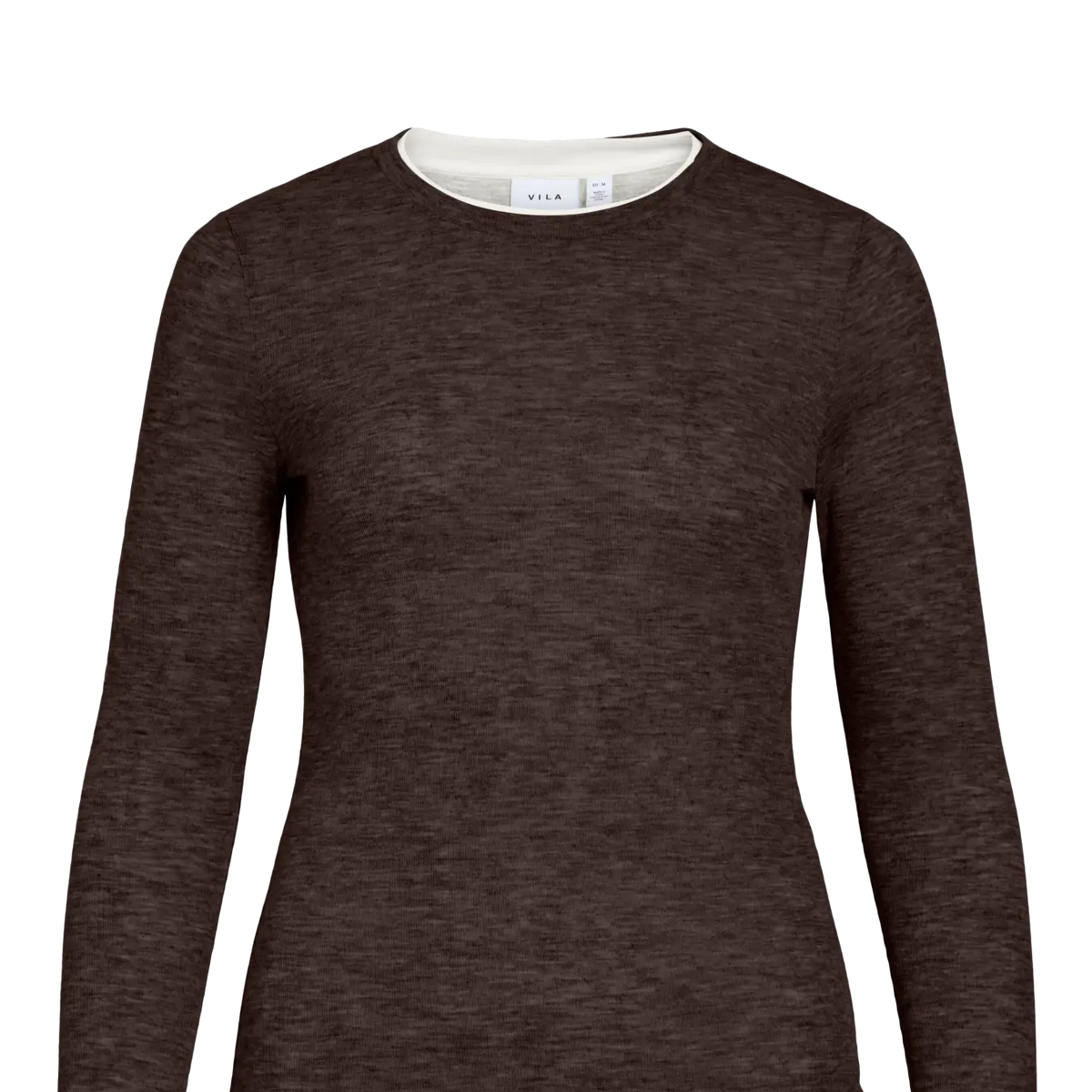 VIELIANNE Top manches longues col rond en maille côtelée fine — 3 coloris