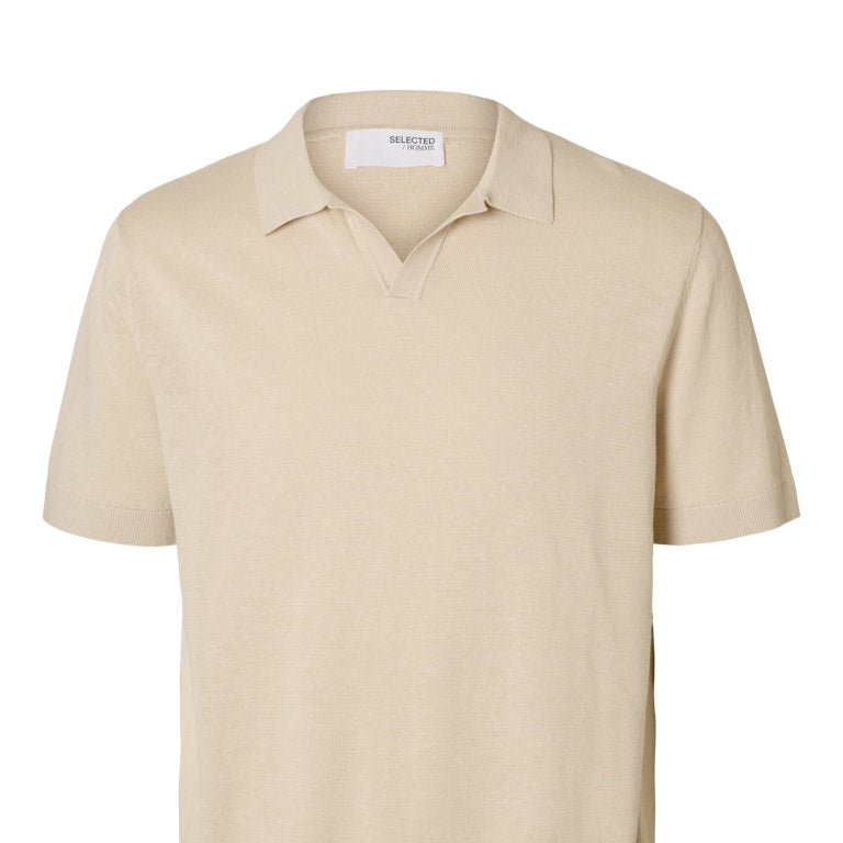 SLHMATTIS SS LINEN BLEND OPEN POLO NOOS