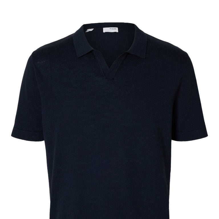 SLHMATTIS SS LINEN BLEND OPEN POLO NOOS