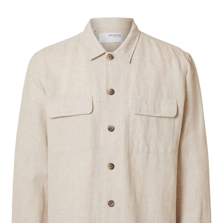 SLH-LEROY LINEN BLEND OVERSHIRT LS NOOS