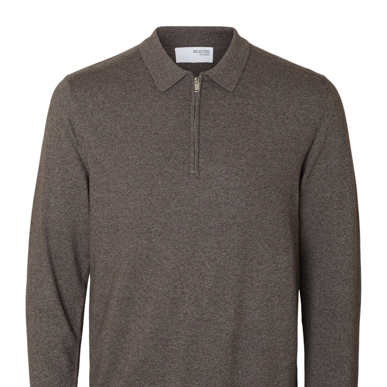 SLHBERG LS HALF ZIP POLO NOOS