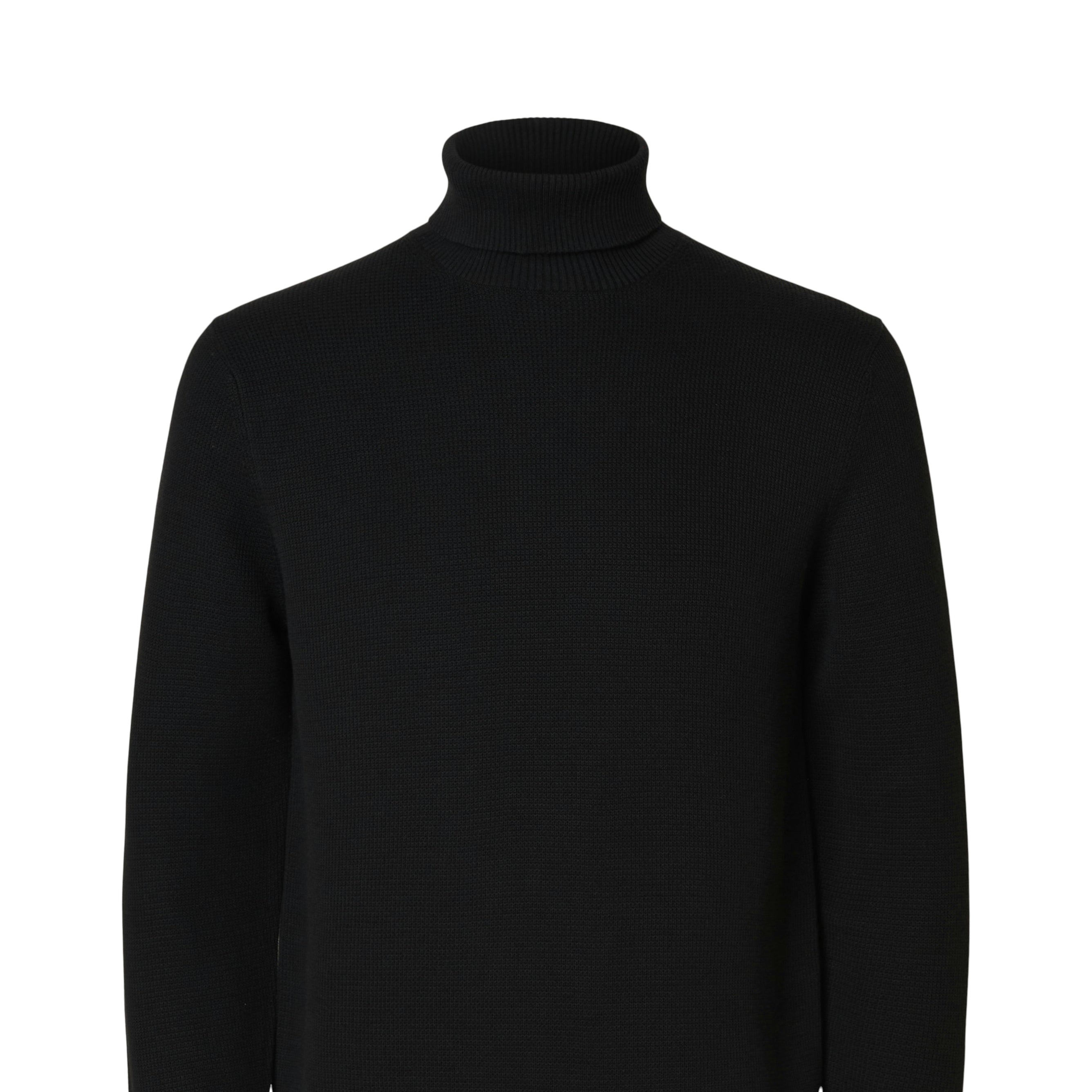 SLMDANE Pull col roulé en maille structurée — Noir