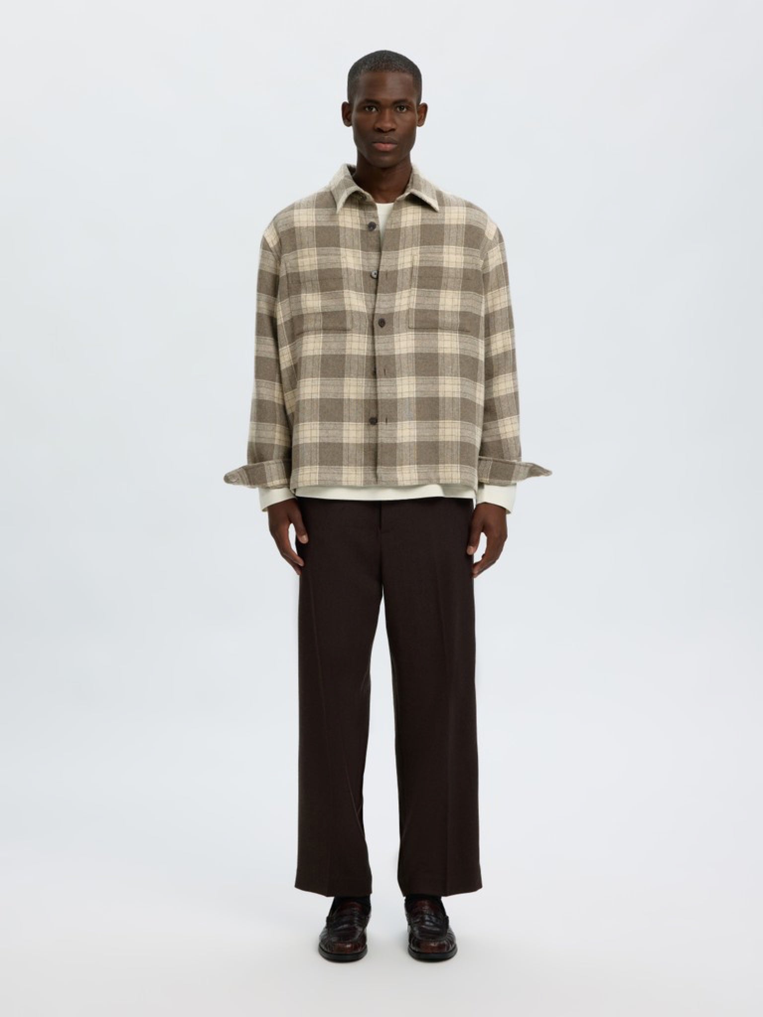 SLMOLE-PABLO Surchemise en laine mélangée Oatmeal Walnut – Selected Homme | Appart 17