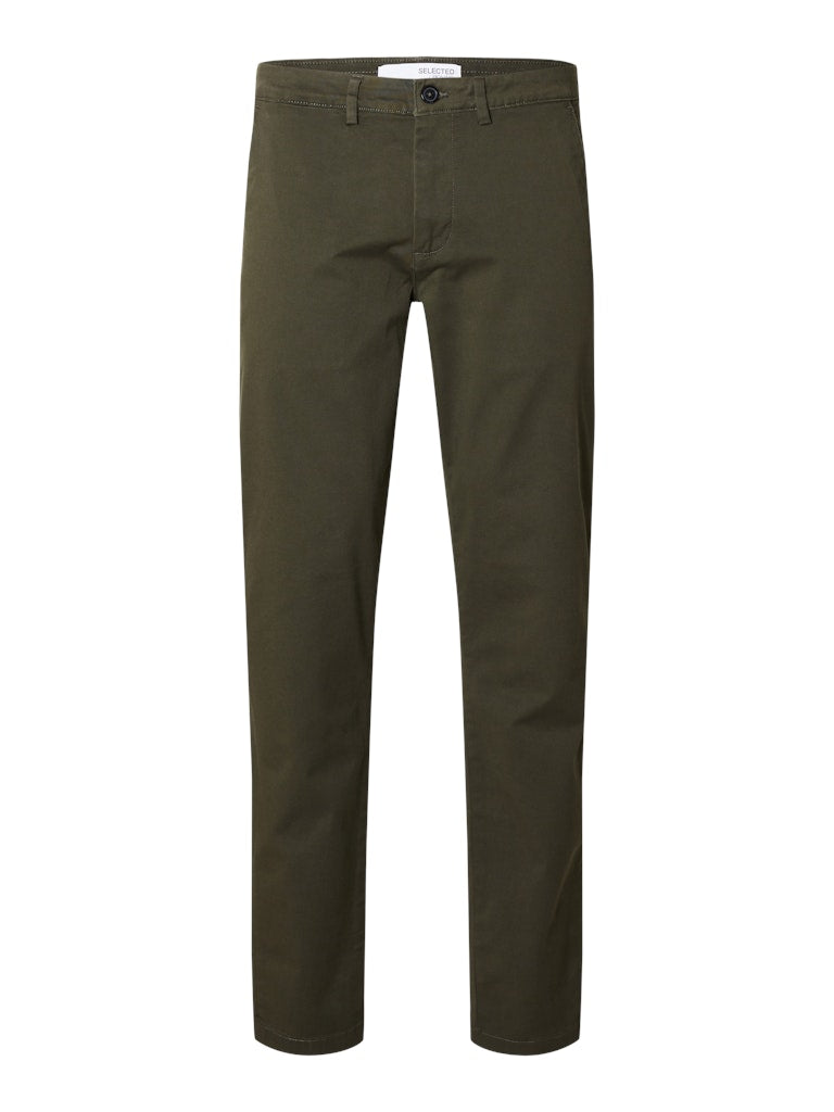 Selected Homme SLM175 Pantalon slim chino stretch coton bio Vert forêt — vue 1