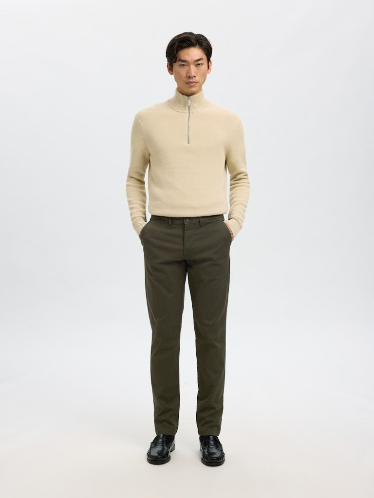 Selected Homme SLM175 Pantalon slim chino stretch coton bio Vert forêt — vue 4