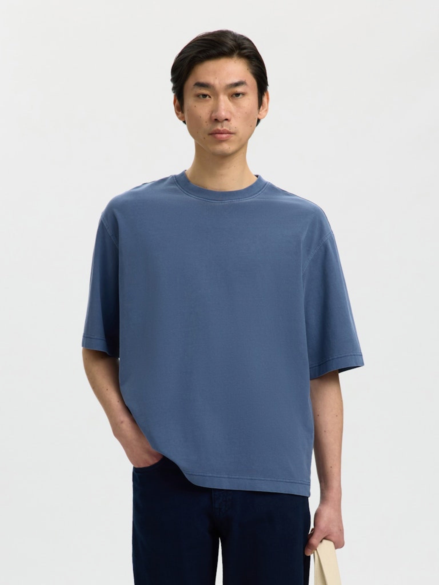 SLHBOXYCORY T-shirt boxy col rond Naval Academy – Selected Homme | Appart 17