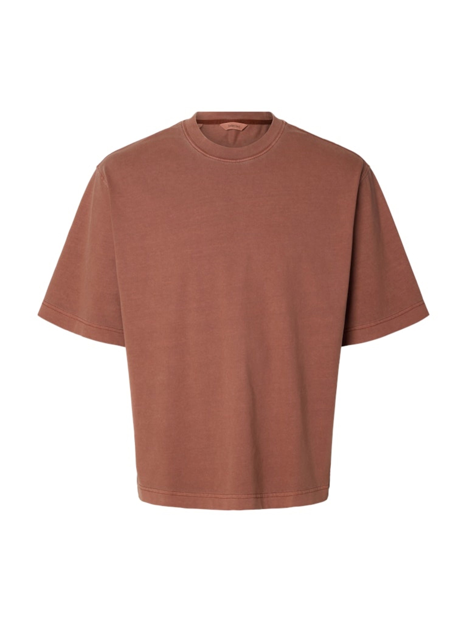 SLHBOXYCORY T-shirt boxy col rond Cherry Mahogany – Selected Homme | Appart 17