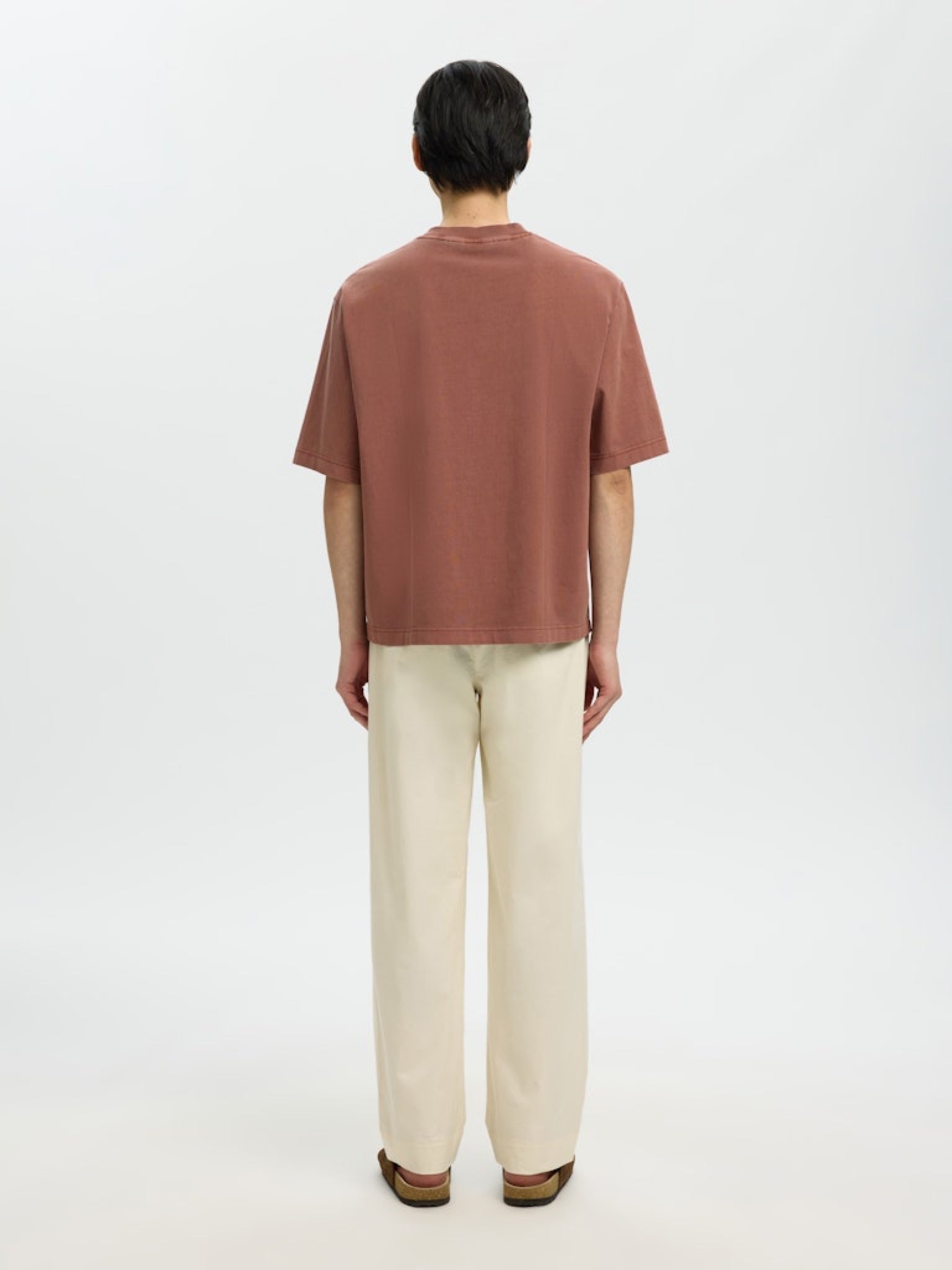 SLHBOXYCORY T-shirt boxy col rond Cherry Mahogany – Selected Homme | Appart 17