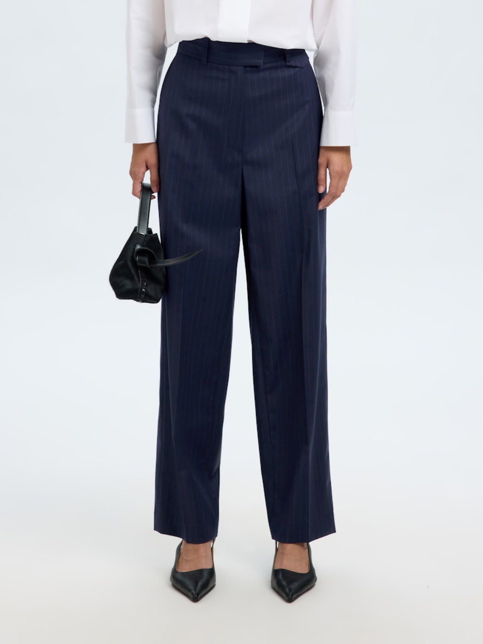 SLFSTRAIGHT Pantalon droit taille haute Dark Sapphire – Selected Femme | Appart 17