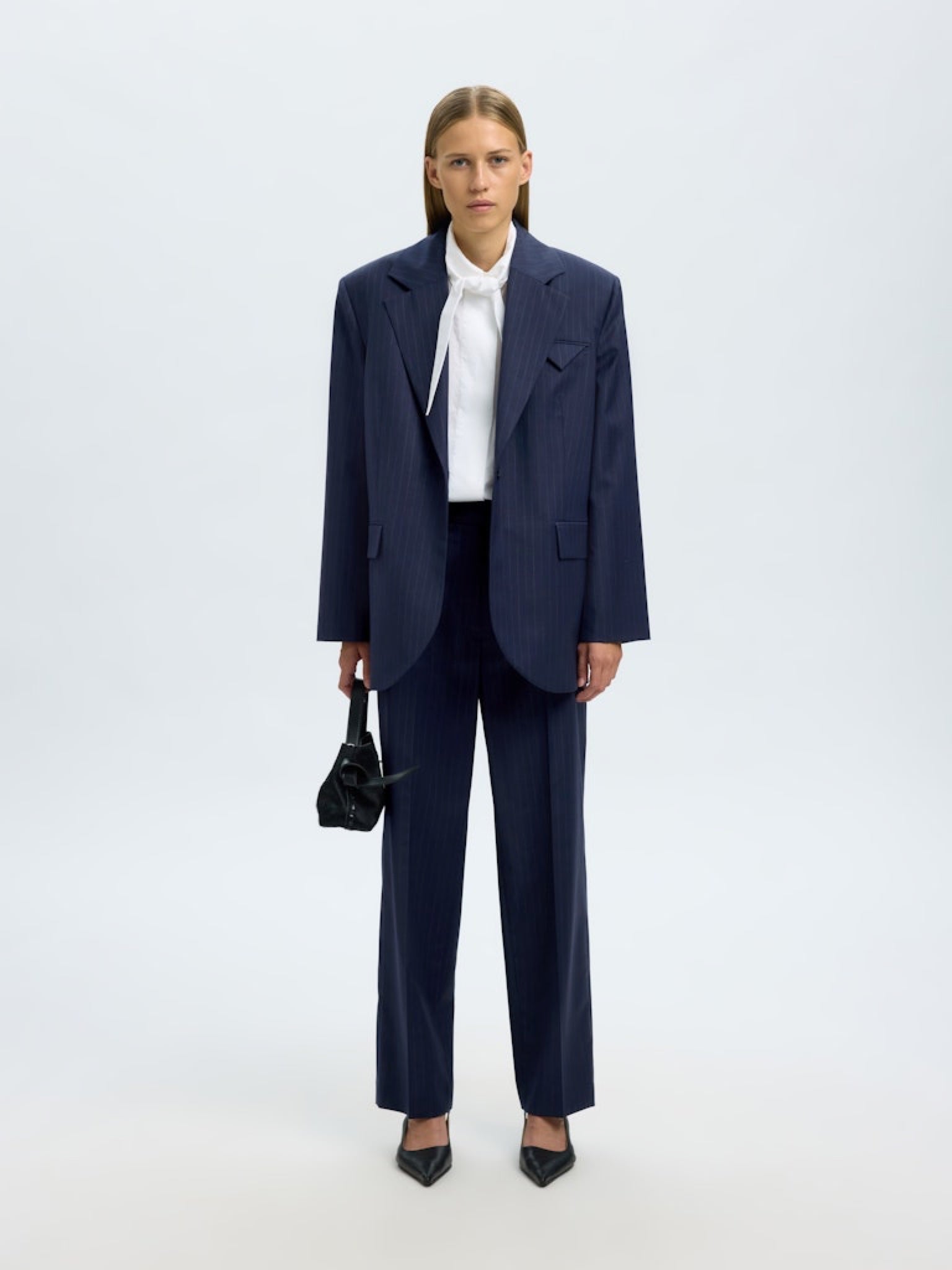 SLFSTRAIGHT Pantalon droit taille haute Dark Sapphire – Selected Femme | Appart 17