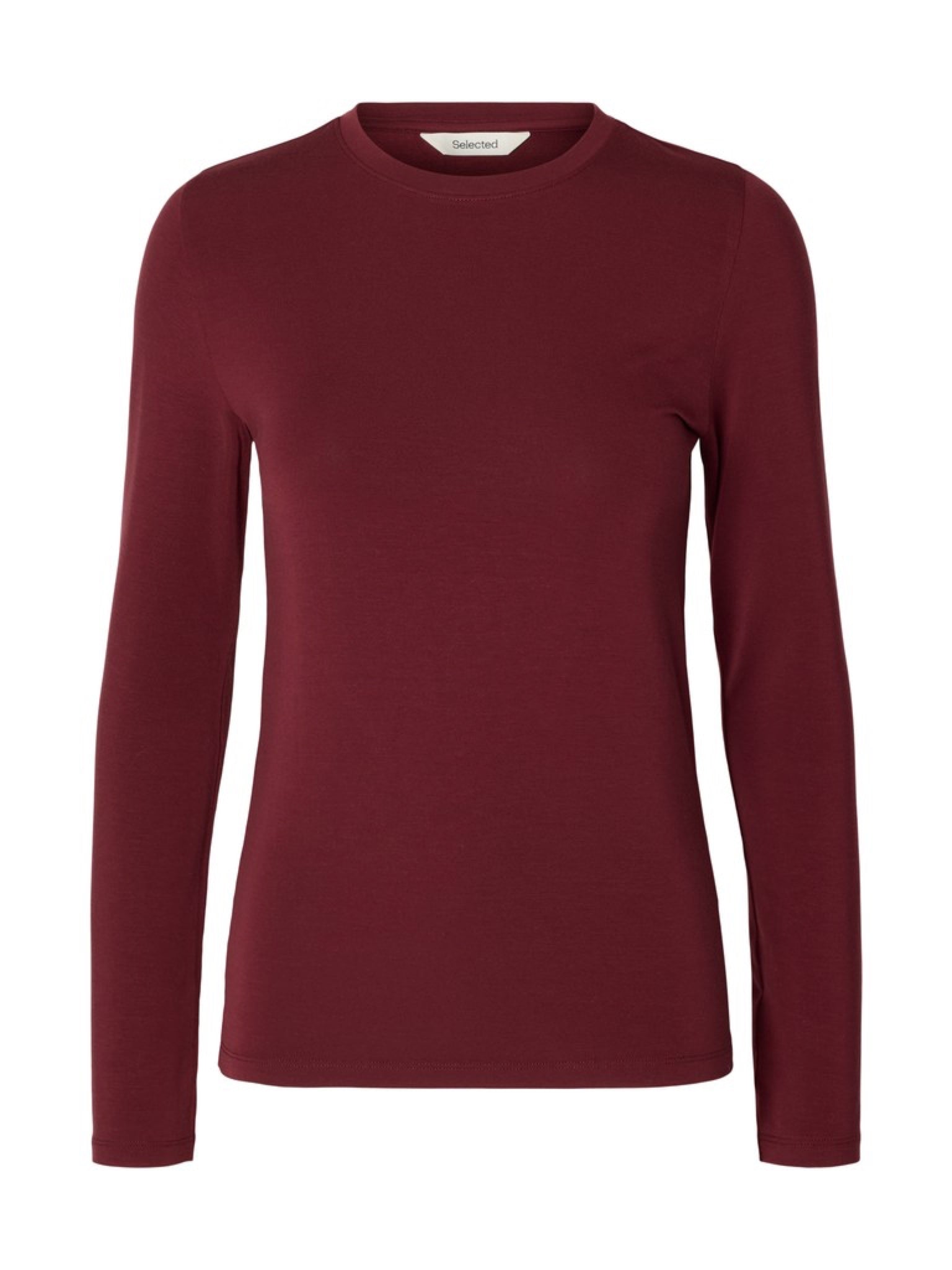 SLWMANJA Top col rond manches longues Tawny Port – Selected Femme | Appart 17