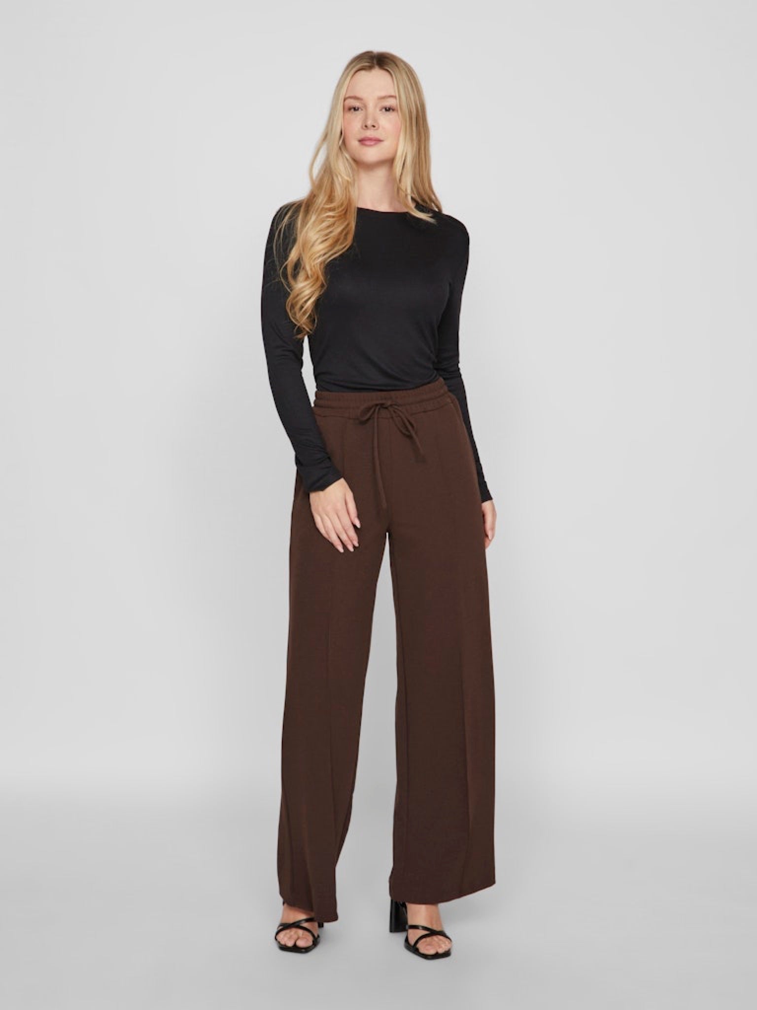 VICLUA Pantalon large taille haute Coffee Bean – VILA | Appart 17