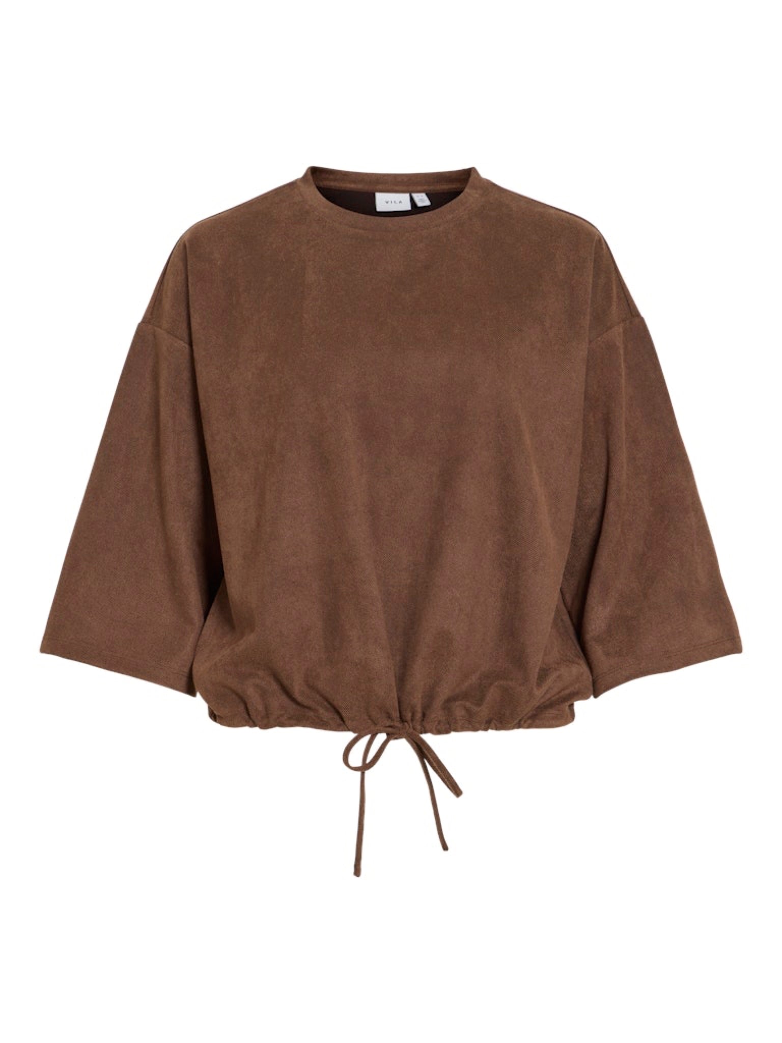 VISUDAS Top col rond manches 3/4 Coffee Bean – VILA | Appart 17