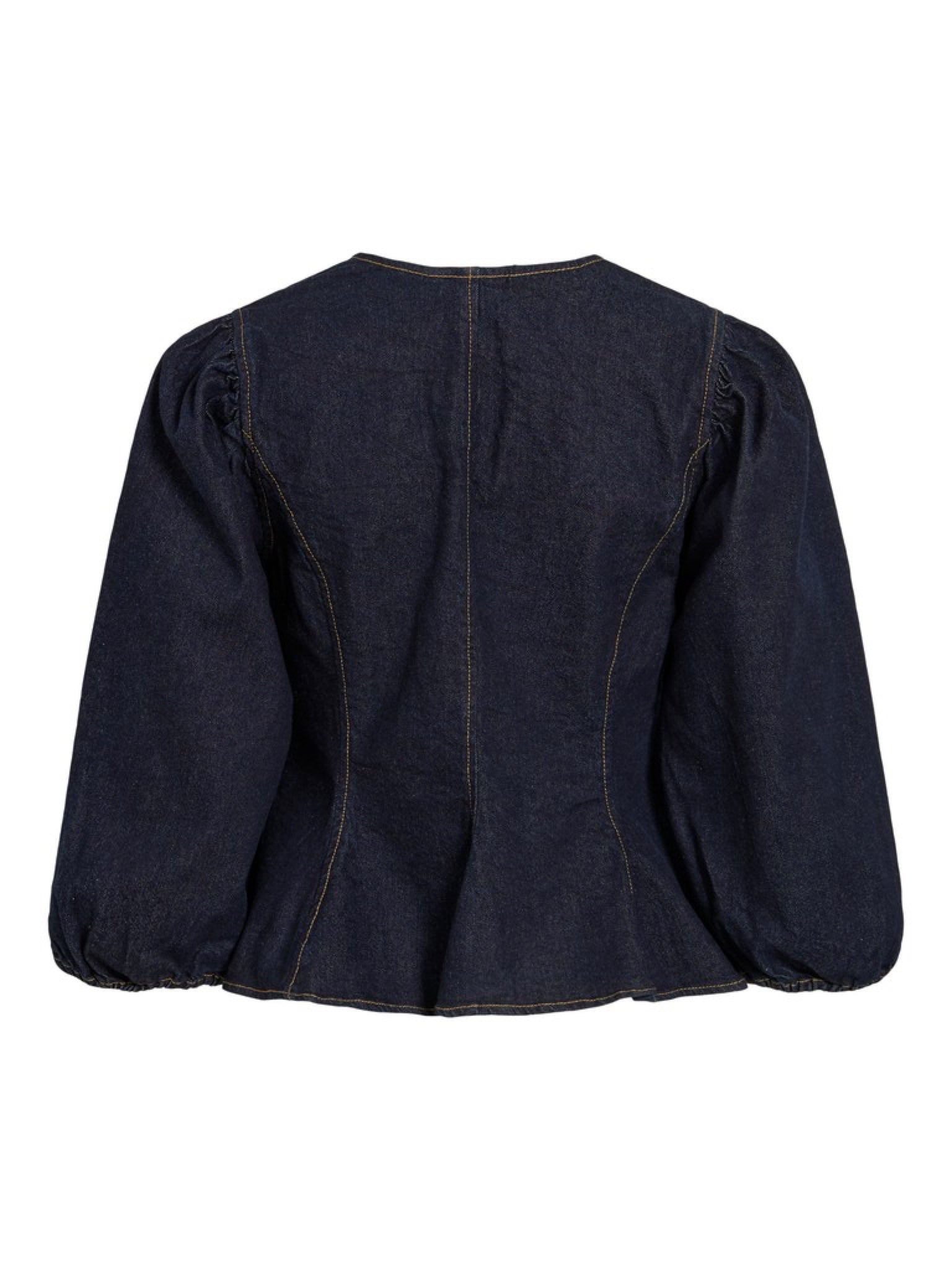 VIROSE Top manches ballon 3/4 Dark Blue Denim – VILA | Appart 17