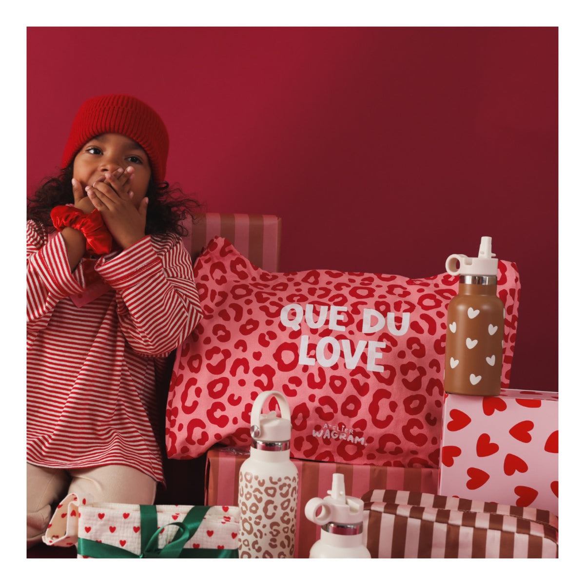 Cabas XL en toile de coton à message — Atelier Wagram — « Que du love » — autre vue 2 | Appart 17 Bruxelles