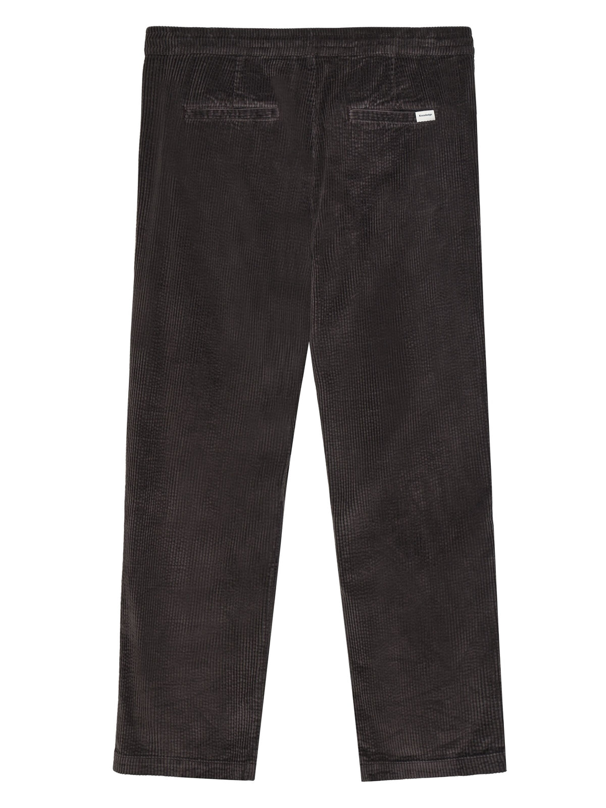 Pantalon Fig comfort en velours côtelé de coton bio, taille élastique — KnowledgeCotton Apparel — Chocolate Torte — packshot 3 | Appart 17 Bruxelles