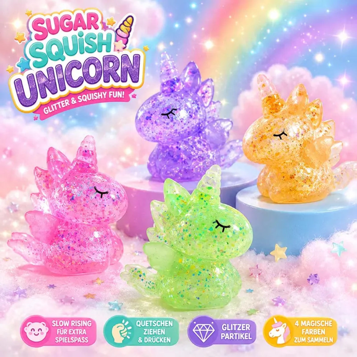 Squishy à presser pailleté, axolotl ou licorne — OBILO — Licorne, couleur au hasard — autre vue 7 | Appart 17 Bruxelles