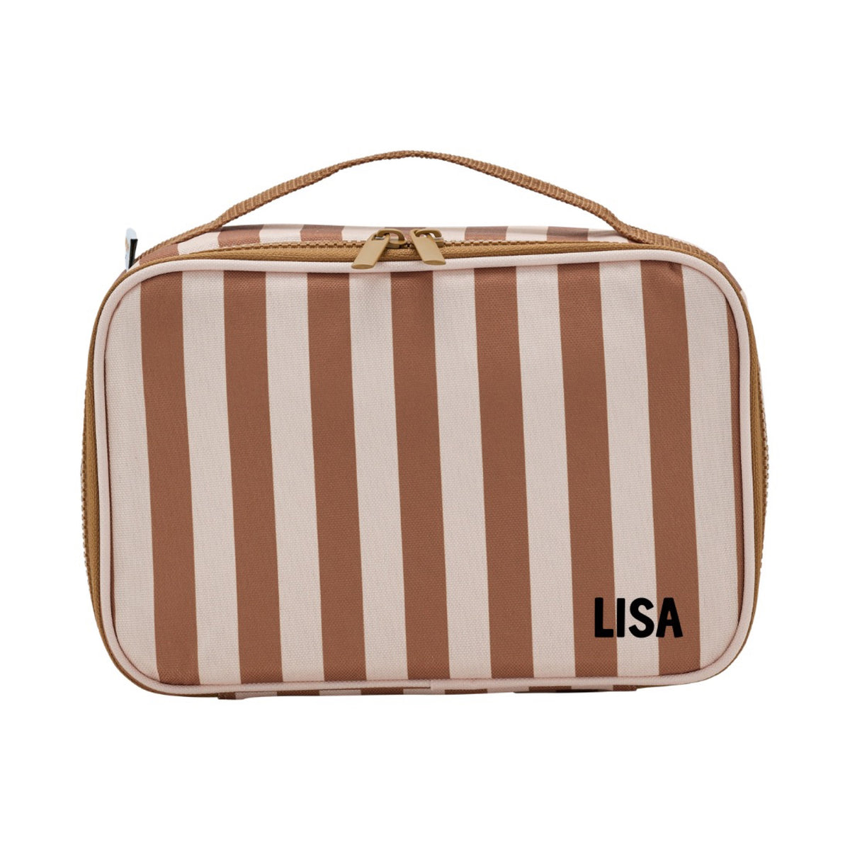 Lunch bag isotherme enfant — Atelier Wagram — Rayures marron fond beige — autre vue 5 | Appart 17 Bruxelles