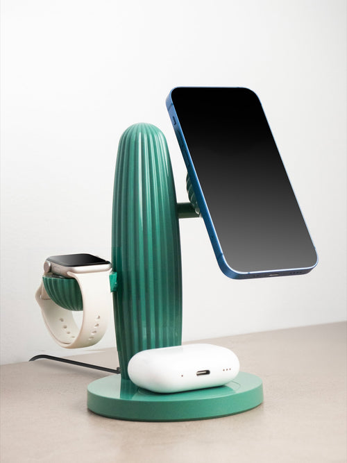 Casyx Le Cactus Chargeur sans fil 3 en 1 — Vert