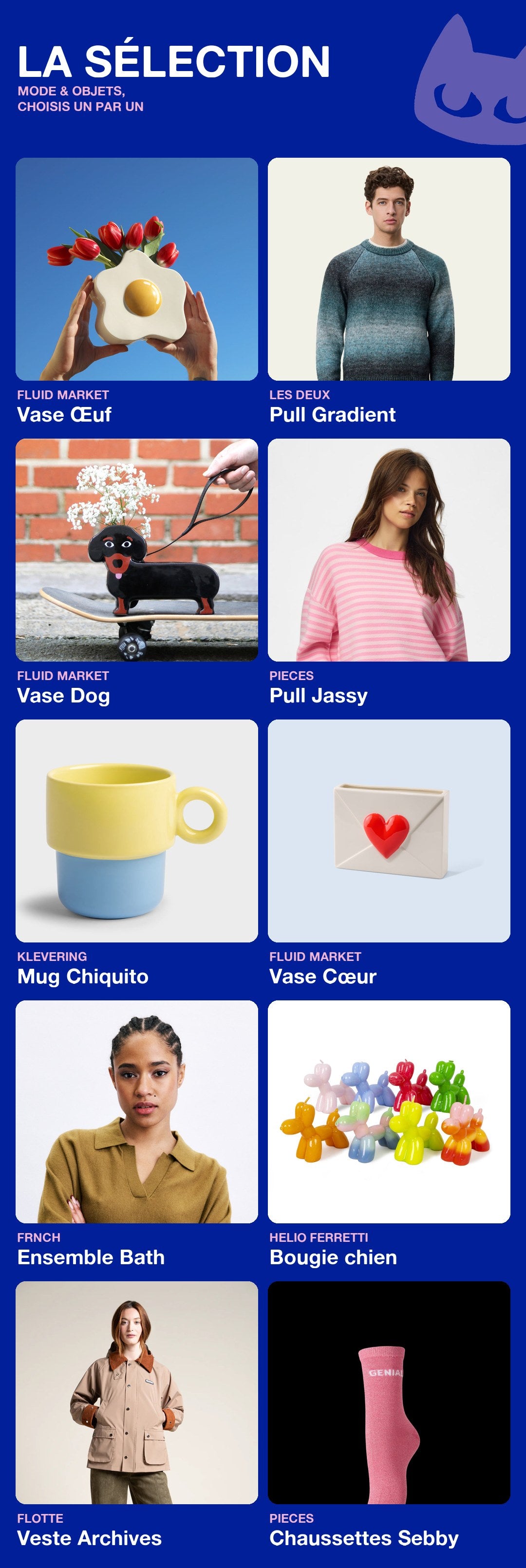 La sélection Appart 17 : vases Fluid Market, mugs klevering, pulls Les Deux, FRNCH et Pieces, veste Flotte