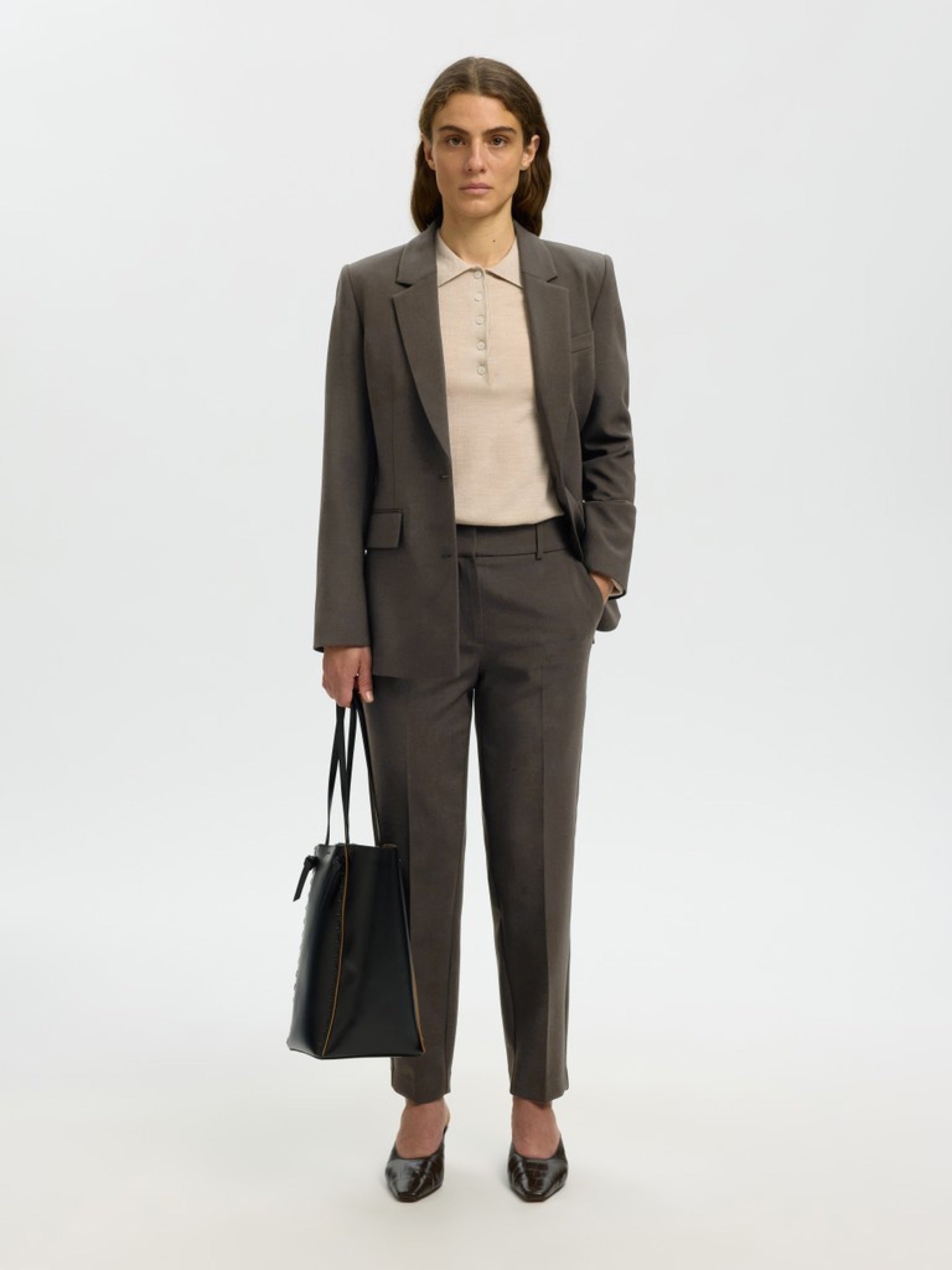 Selected SLWRITA Blazer classique en maille chinée — Delicioso Melange — vue 4