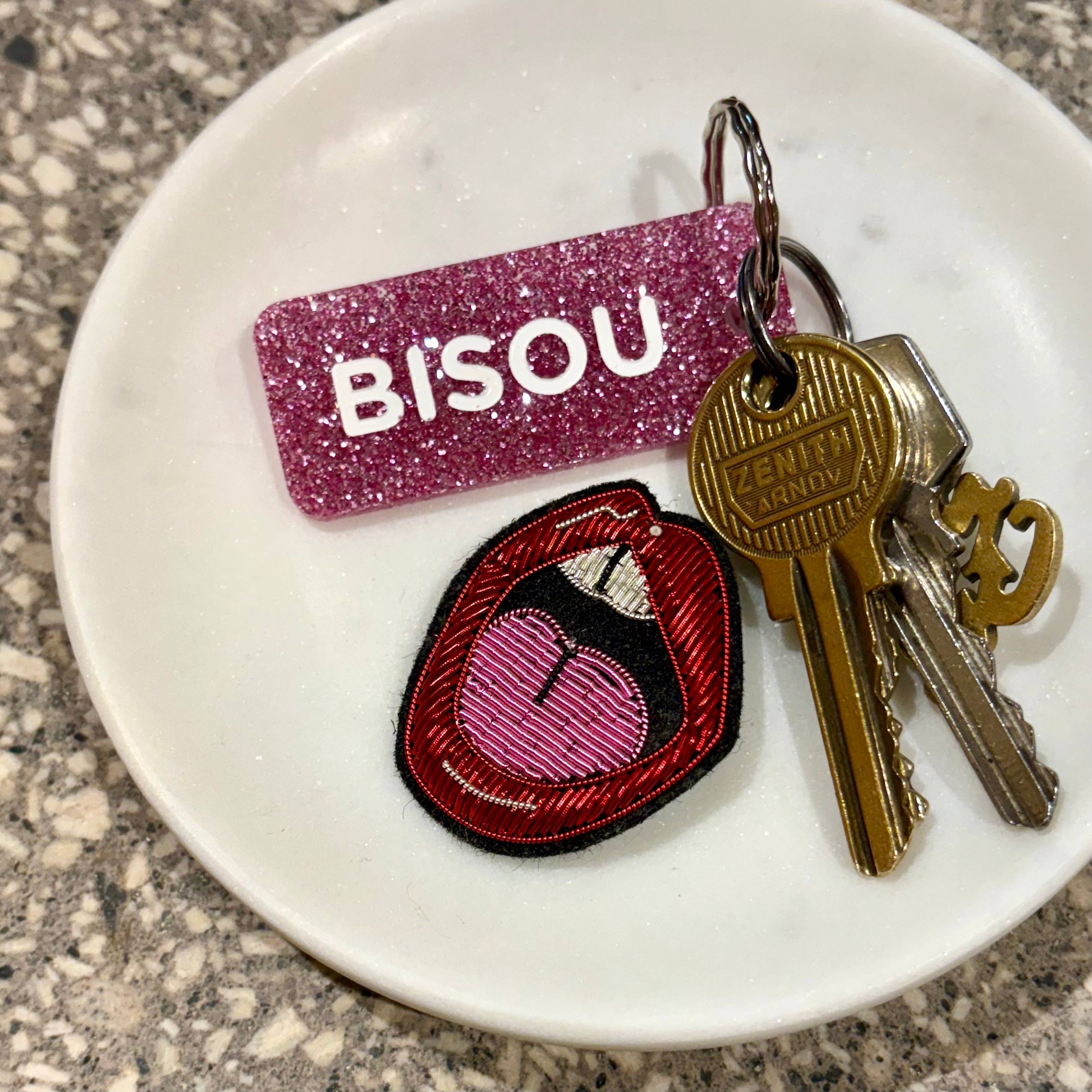 BISOU Porte-clés à paillettes Plus de Love: Or — Appart 17 Bruxelles