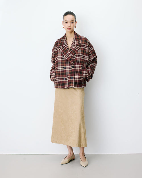 Ayme Manteau court croisé à carreaux — Cherry