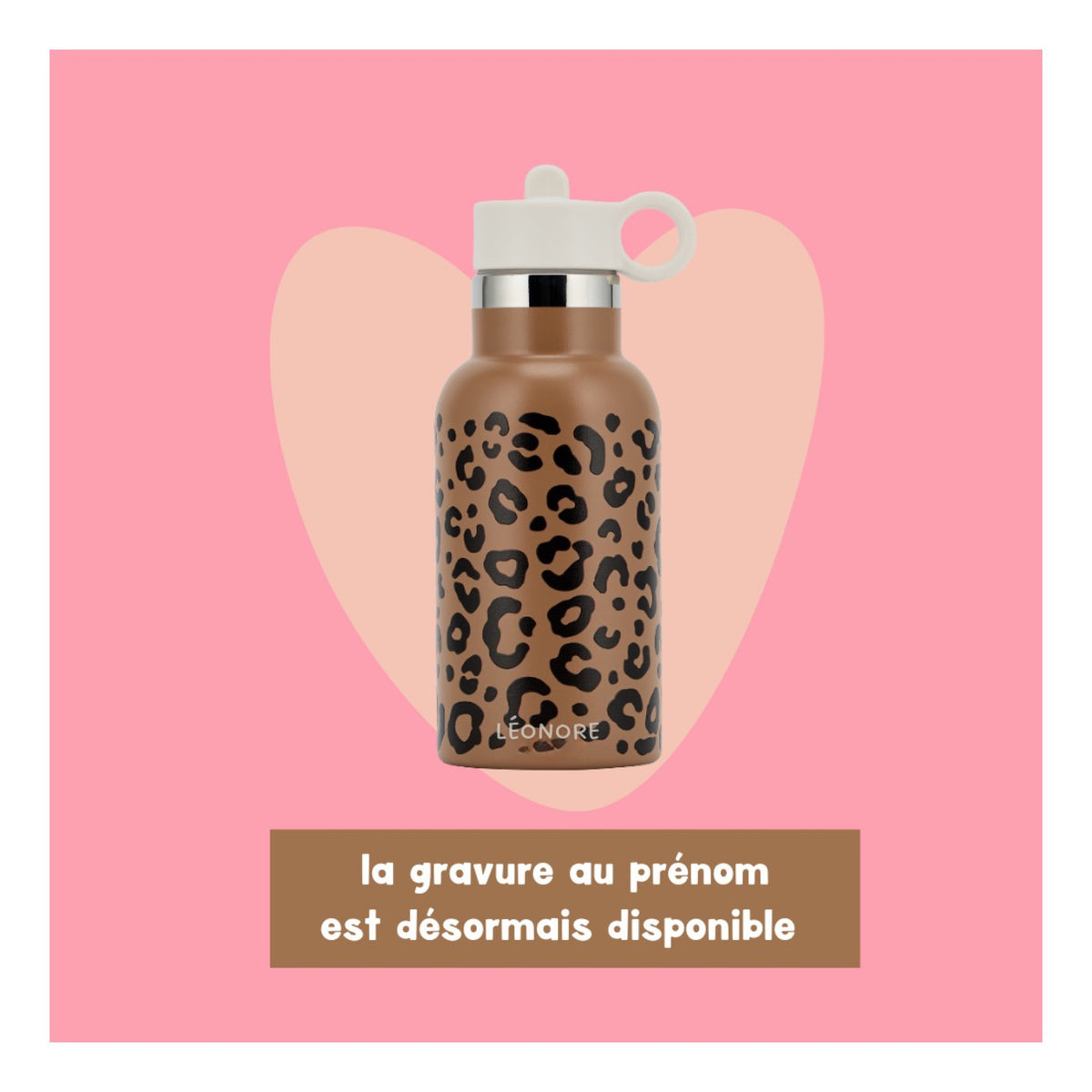 Gourde isotherme enfant 350 ml — Atelier Wagram — Caramel léopard — autre vue 2 | Appart 17 Bruxelles