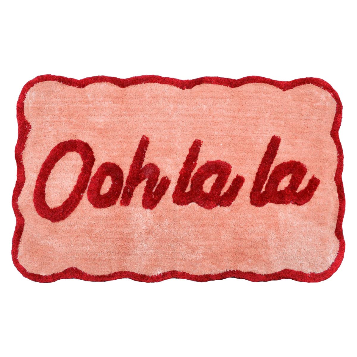 Tapis de bain « Ooh La La » festonné — Rose & rouge — Rose & rouge, 50x80 cm | Appart 17