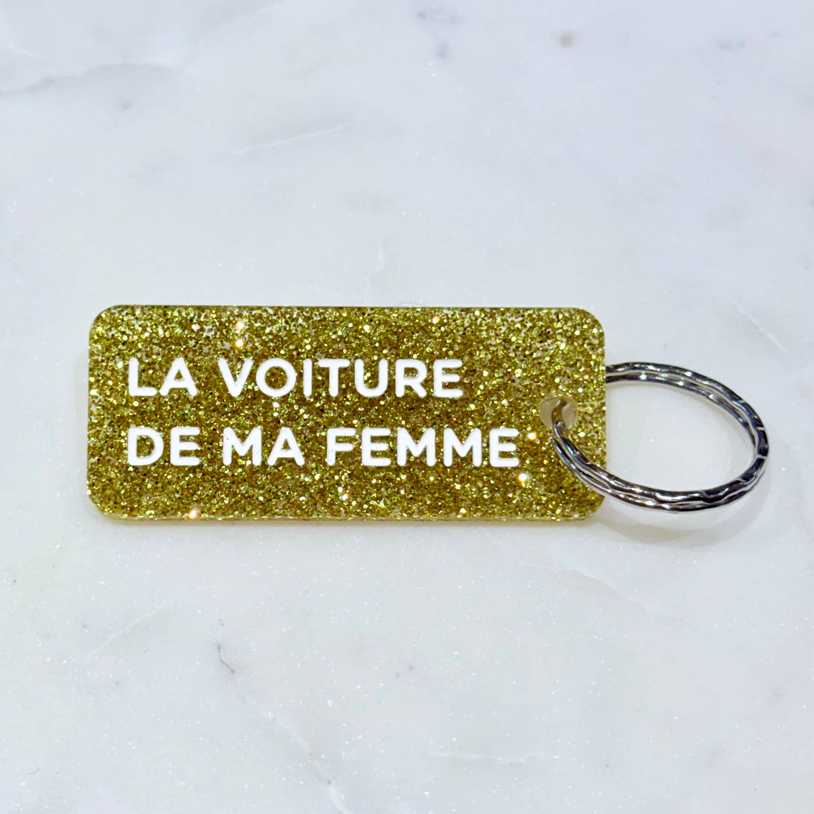 LA VOITURE DE MA FEMME Porte-clés à paillettes Plus de Love: Or
