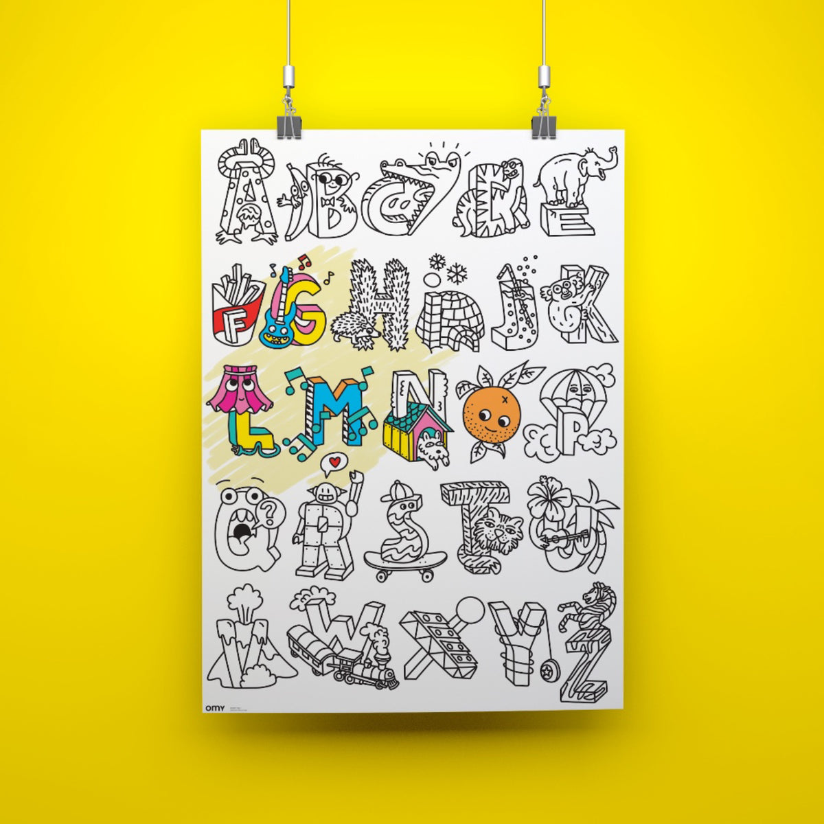 Poster géant à colorier 70 × 100 cm — OMY — ABC — autre vue 2 | Appart 17 Bruxelles