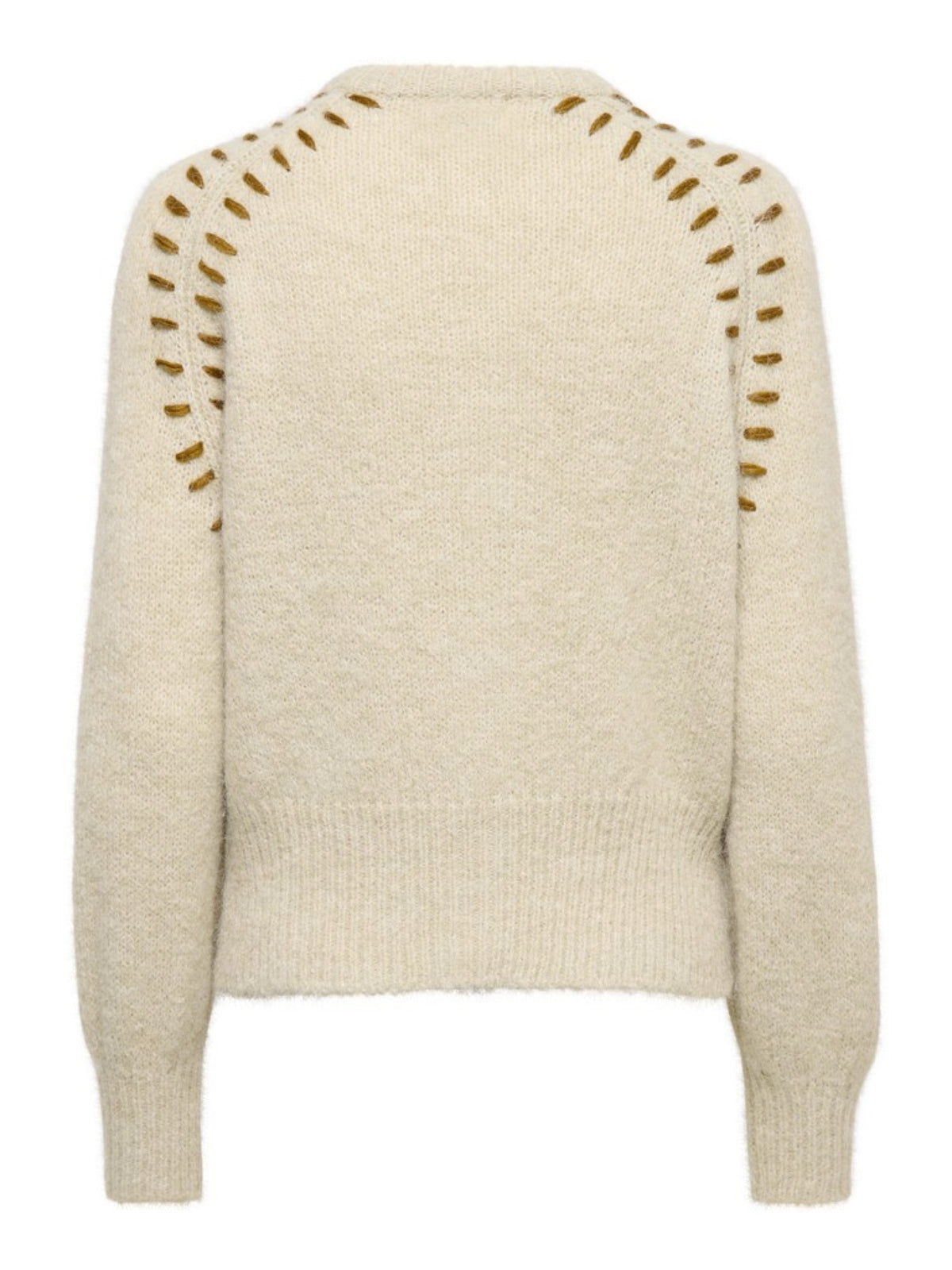JDYZOEY ELLA Cardigan en maille à surpiqûres contrastées — JDY — Oatmeal — packshot, vue de dos 7 | Appart 17 Bruxelles