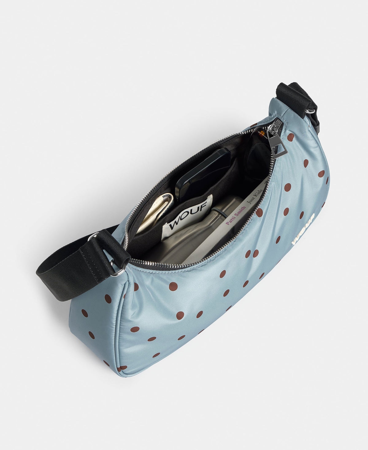 POLKA Sac bandoulière matelassé en polyester recyclé — Wouf — Polka — intérieur ouvert 5 | Appart 17 Bruxelles