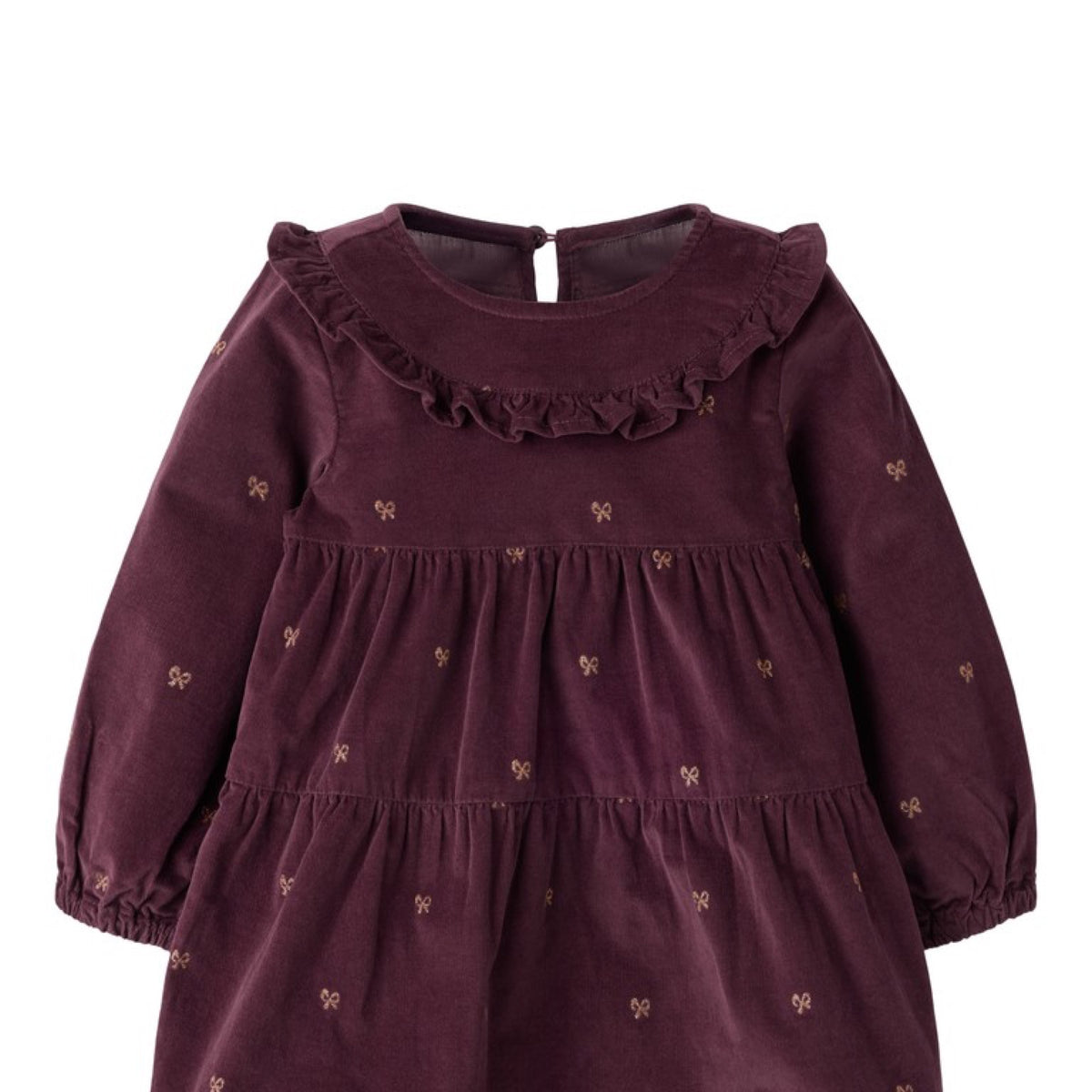 NMFLAURA Robe en velours côtelé à nœuds pailletés fille — name it — Catawba Grape Glitter Bow — packshot | Appart 17 Bruxelles