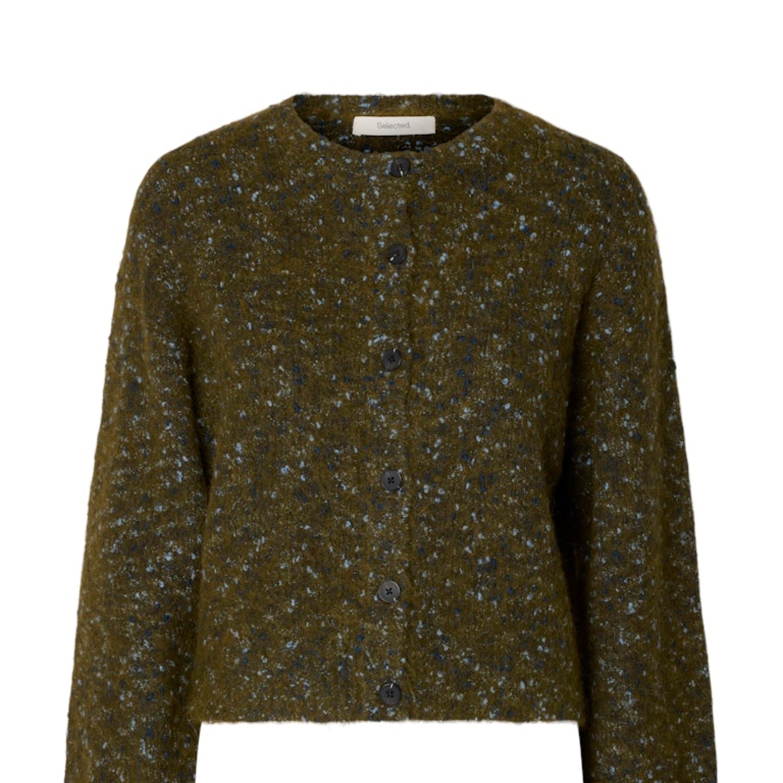 SLWKAT Cardigan court en laine et alpaga — Fir Green