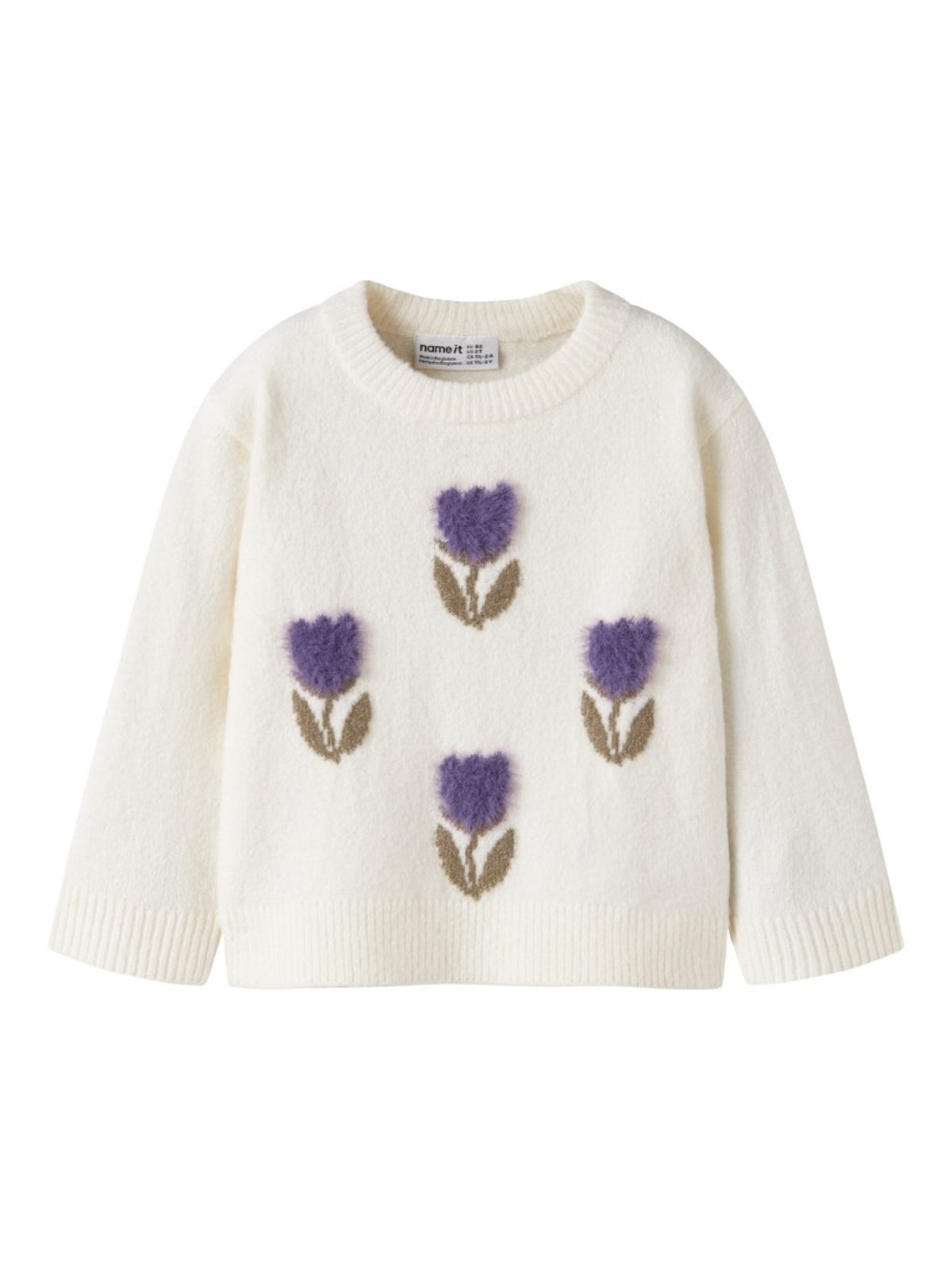 NMFOLGI Pull à tulipes fille — name it — Antique White — vue de face 2 | Appart 17 Bruxelles
