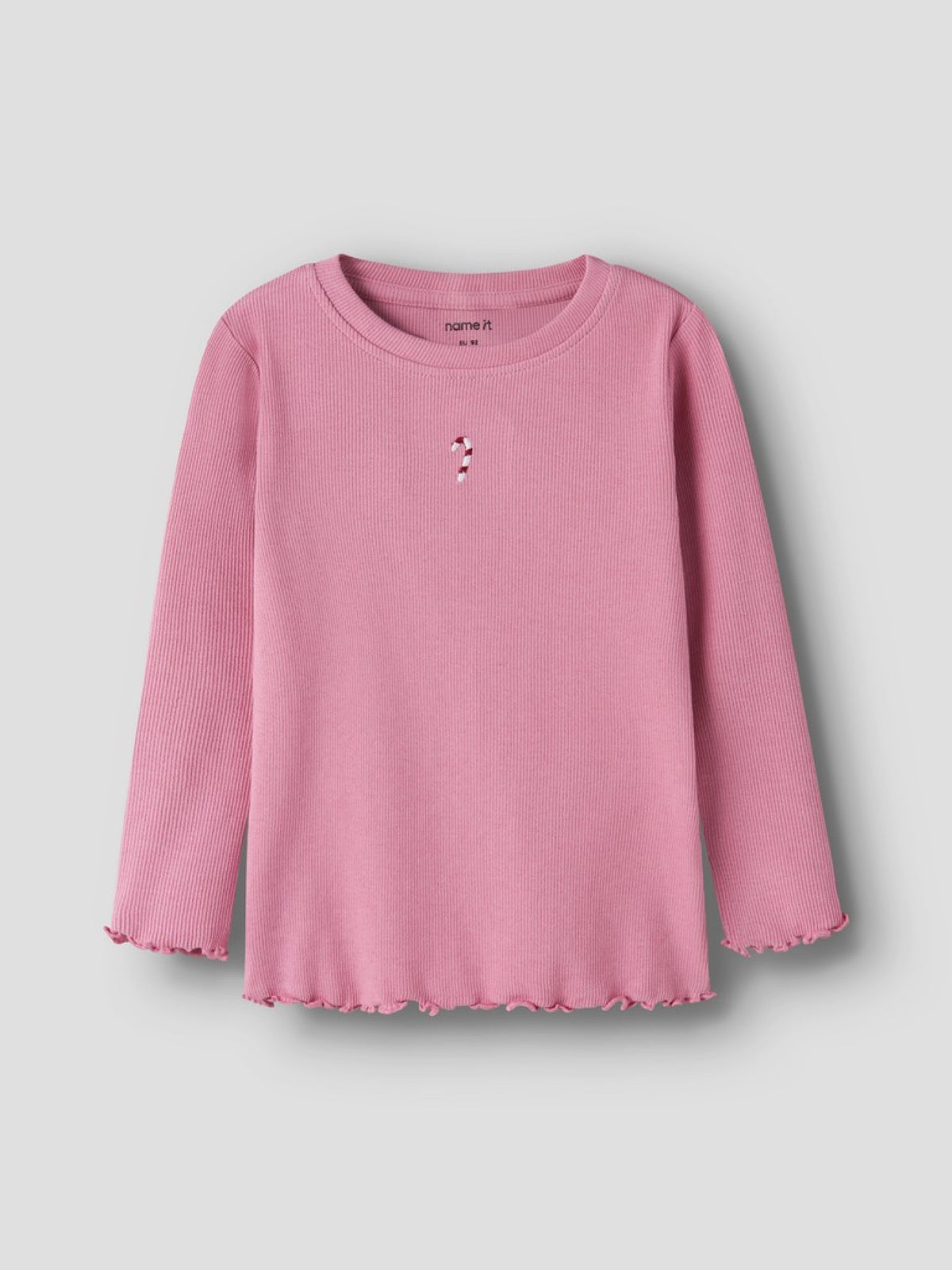 NMFVIVEMMAS T-shirt côtelé brodé de Noël fille — name it — Wild Rose Candy Cane — autre vue 3 | Appart 17 Bruxelles