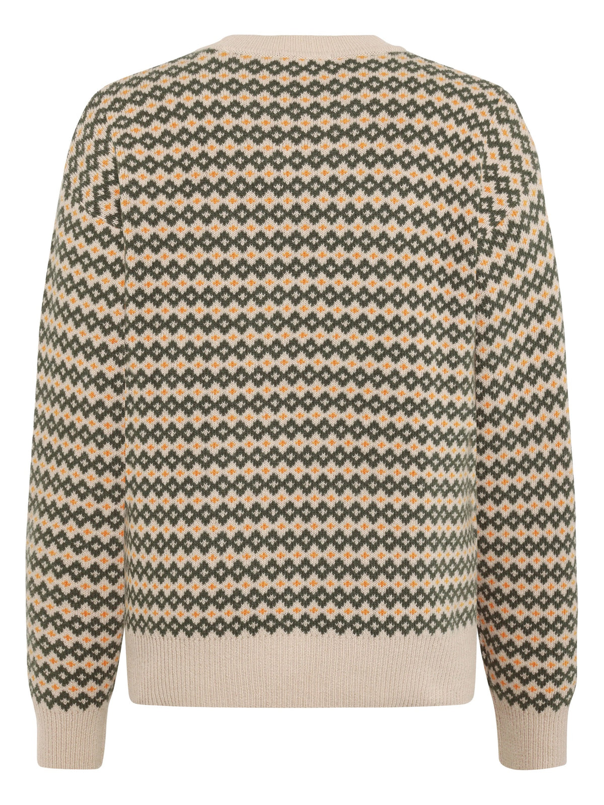 Pull jacquard col rond en pure laine d'agneau — KnowledgeCotton Apparel — Vert — packshot 4 | Appart 17 Bruxelles