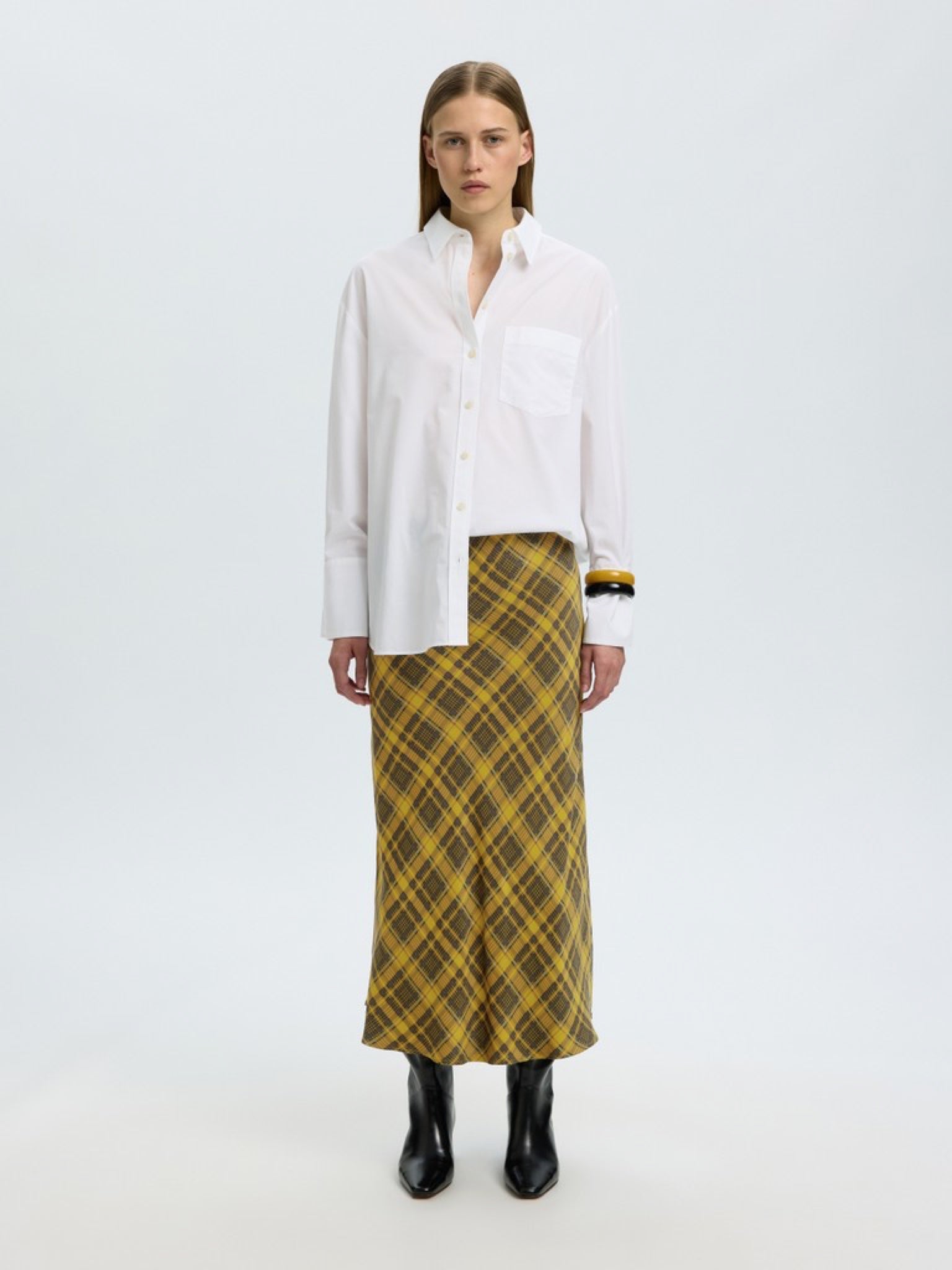 SLWIDA Jupe midi en satin imprimé — Fir Green — vue 4