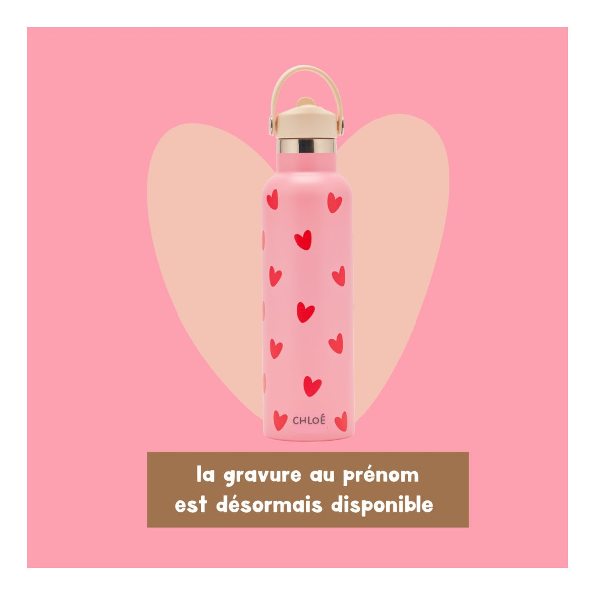 Gourde isotherme 600 ml — Atelier Wagram — Rose cœurs rouges — autre vue 4 | Appart 17 Bruxelles