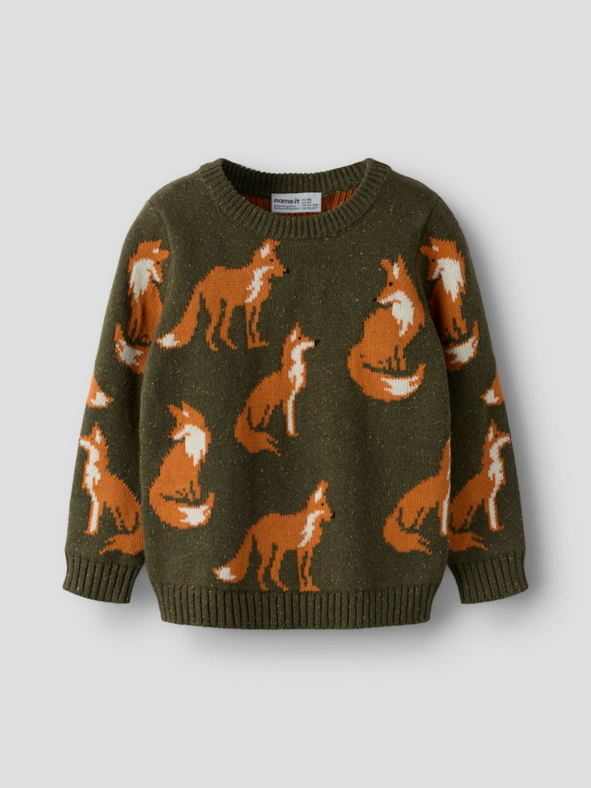 NMMOLA Pull jacquard renards ou ours garçon — name it — Olive Night — autre vue 3 | Appart 17 Bruxelles
