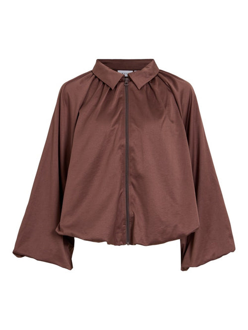 VISPORTY Veste courte volume en satin, zippée — Raisin