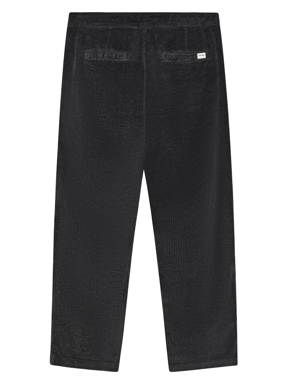 Pantalon Fig comfort en velours côtelé de coton bio, taille élastique — KnowledgeCotton Apparel — Black Jet — packshot 3 | Appart 17 Bruxelles