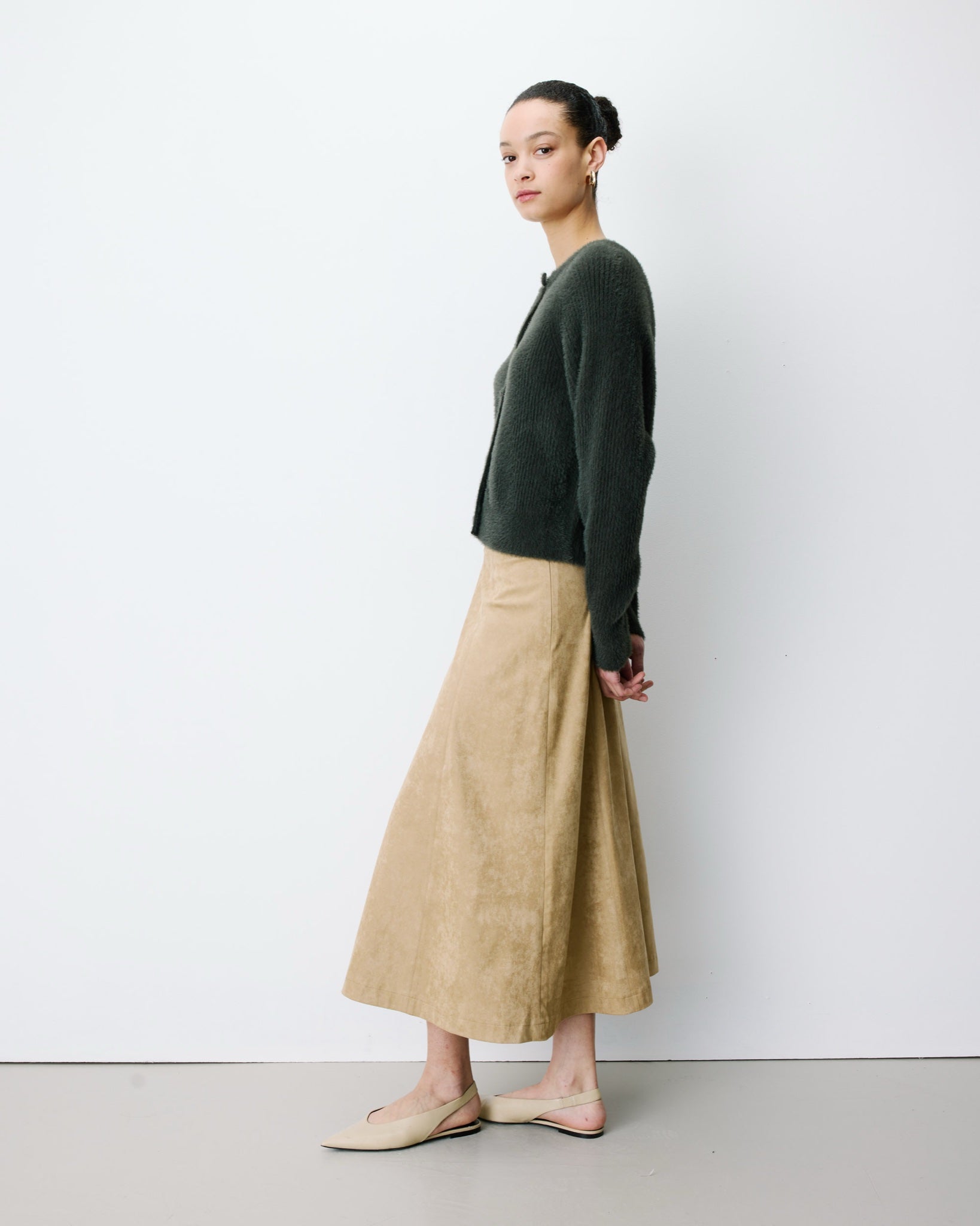 Aleron Cardigan en maille duveteuse — Kaki — vue 5