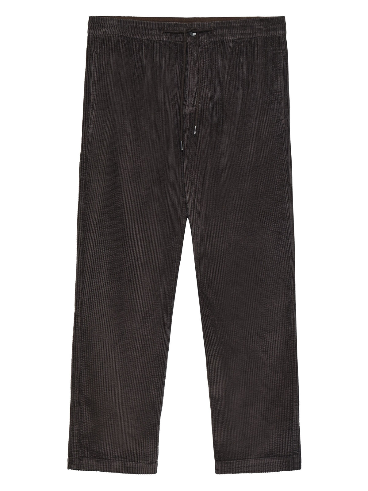 Pantalon Fig comfort en velours côtelé de coton bio, taille élastique — KnowledgeCotton Apparel — Chocolate Torte — packshot 2 | Appart 17 Bruxelles