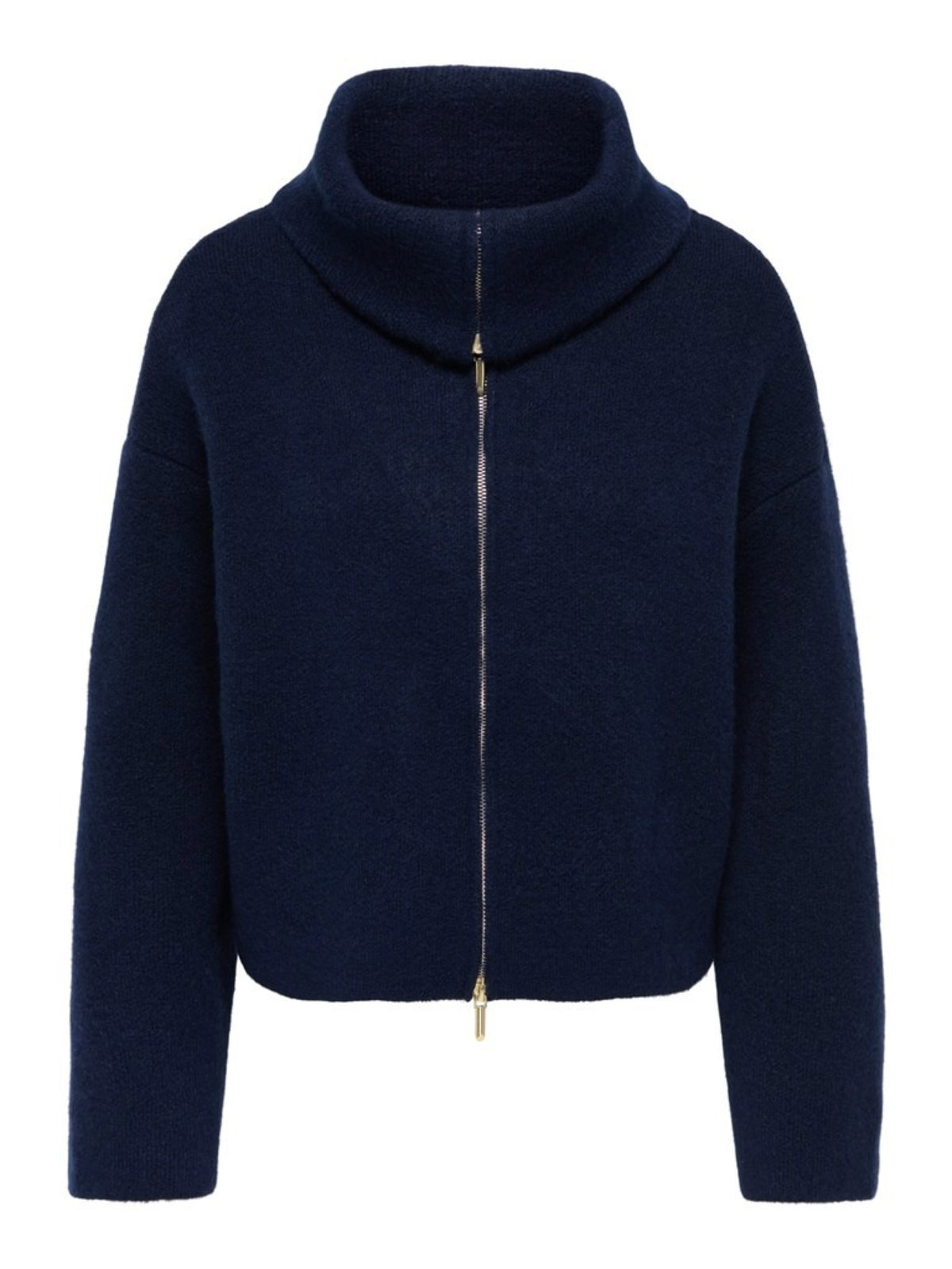 JDYZELINA Cardigan à double zip et col montant, manches longues — JDY — Navy Blazer — packshot, de face | Appart 17 Bruxelles