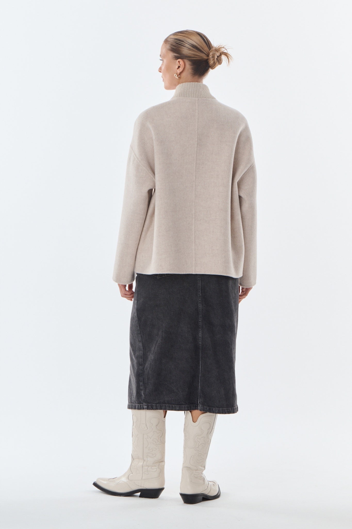 LEO Manteau en laine et cachemire — Beige — vue 7