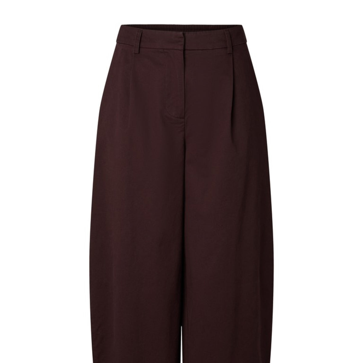 PCPAM Pantalon barrel taille haute en coton — Pieces — Chocolate Plum — packshot | Appart 17 Bruxelles