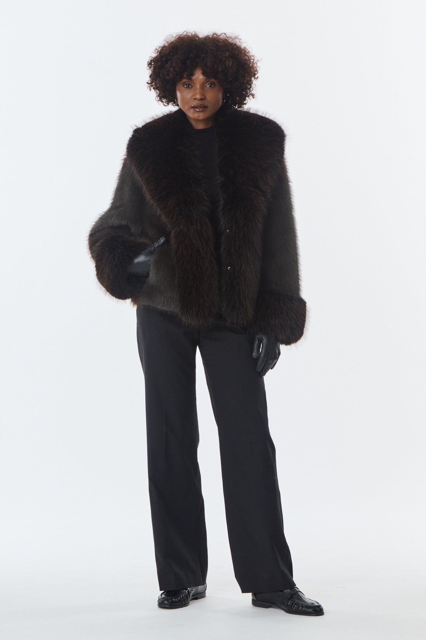 KIM Veste en fausse fourrure — Gris Anthracite — Giovanni Paris
